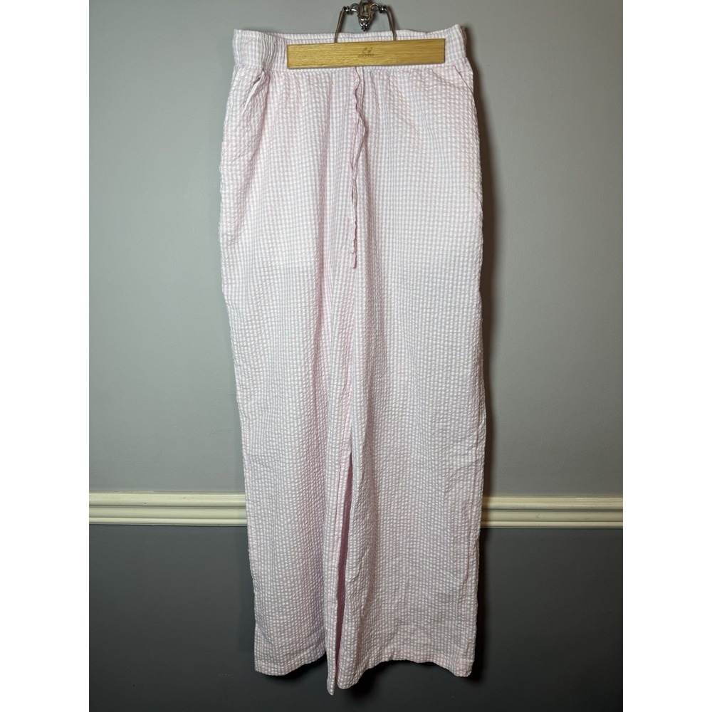 Hollister Sleepwear Pajama Pants Womens L (actual 35x31) Pink Gingham Pull‎ On